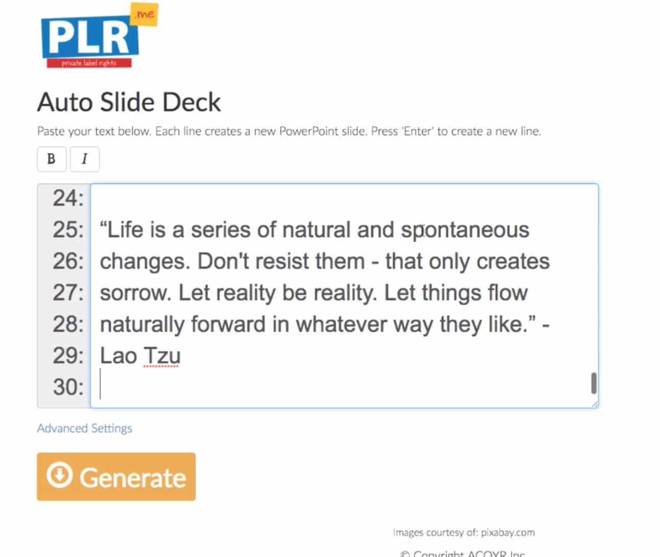 Copy Text Into Auto Slide Deck